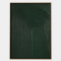 Hand-painted minimalist abstract wall art titled Green Haven, featuring 3D textured acrylic lines in deep green on a vertical