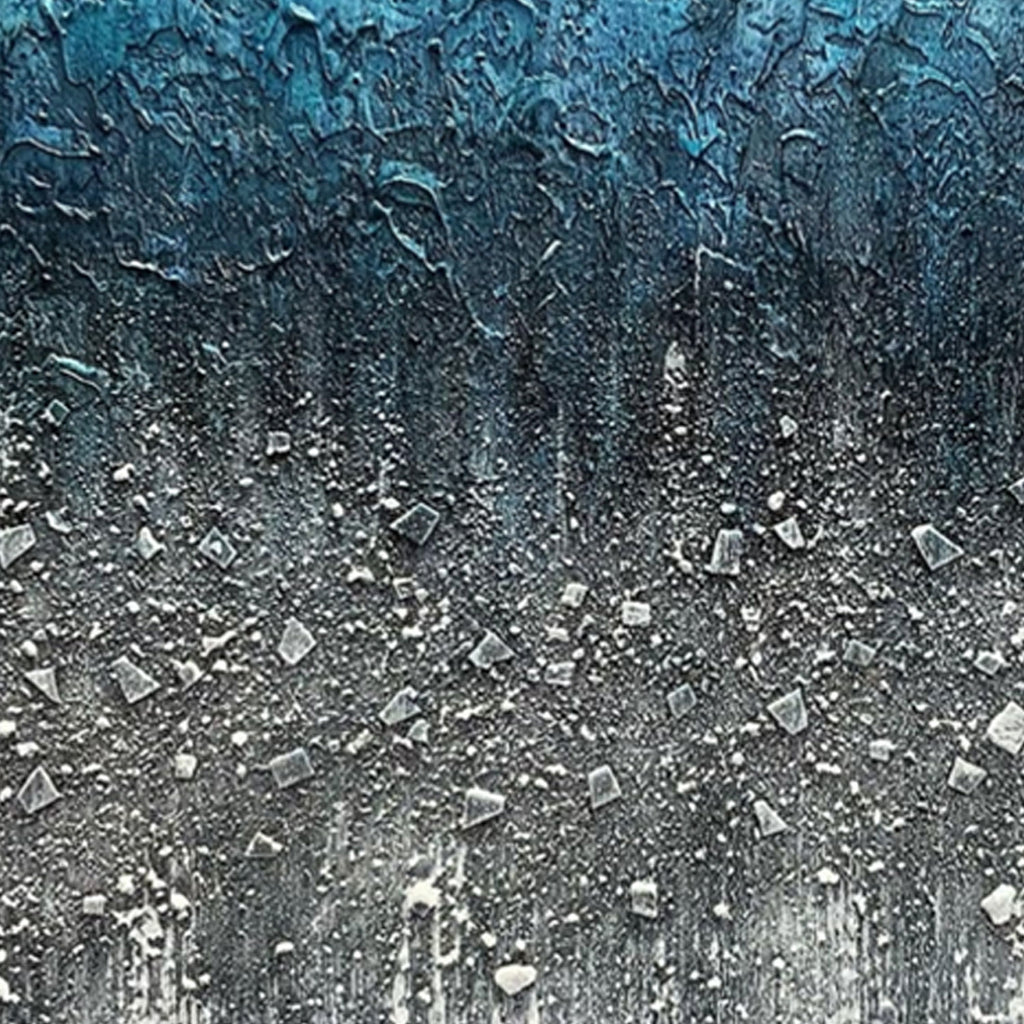 Modern Abstract Blue Mixed Media Wall Art - Blue Ashfall