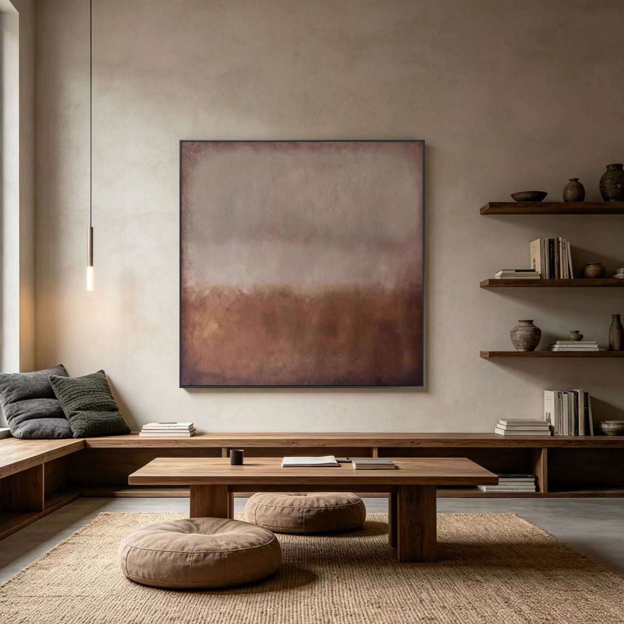 Wabi Sabi Minimalist Landscape Painting - Muted Horizon