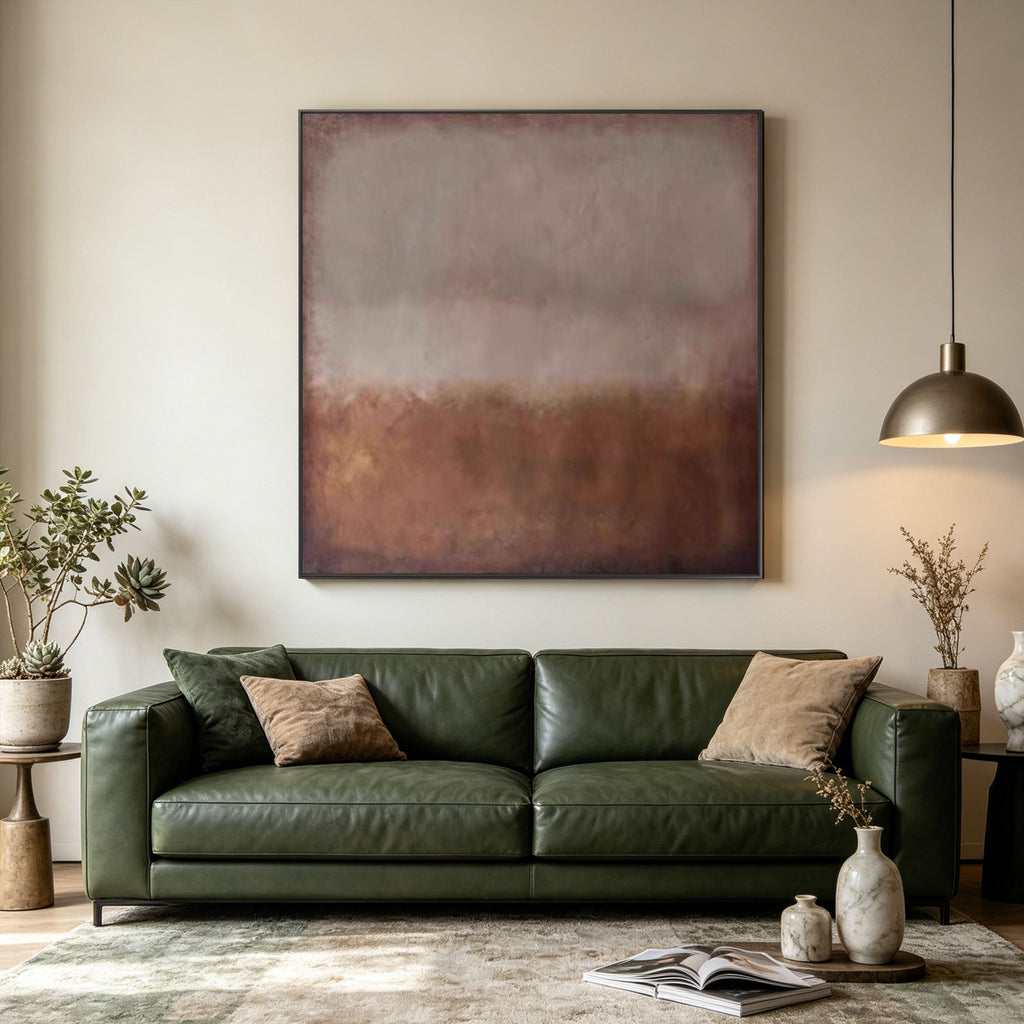 Wabi Sabi Minimalist Landscape Painting - Muted Horizon