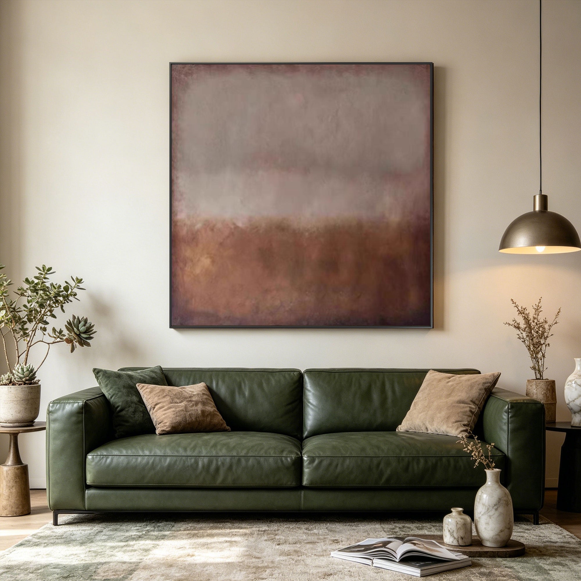 Wabi Sabi Minimalist Landscape Painting - Muted Horizon