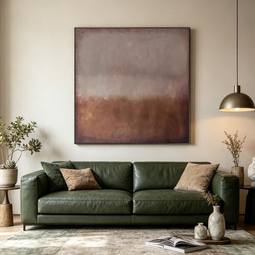Wabi Sabi Minimalist Landscape Painting - Muted Horizon