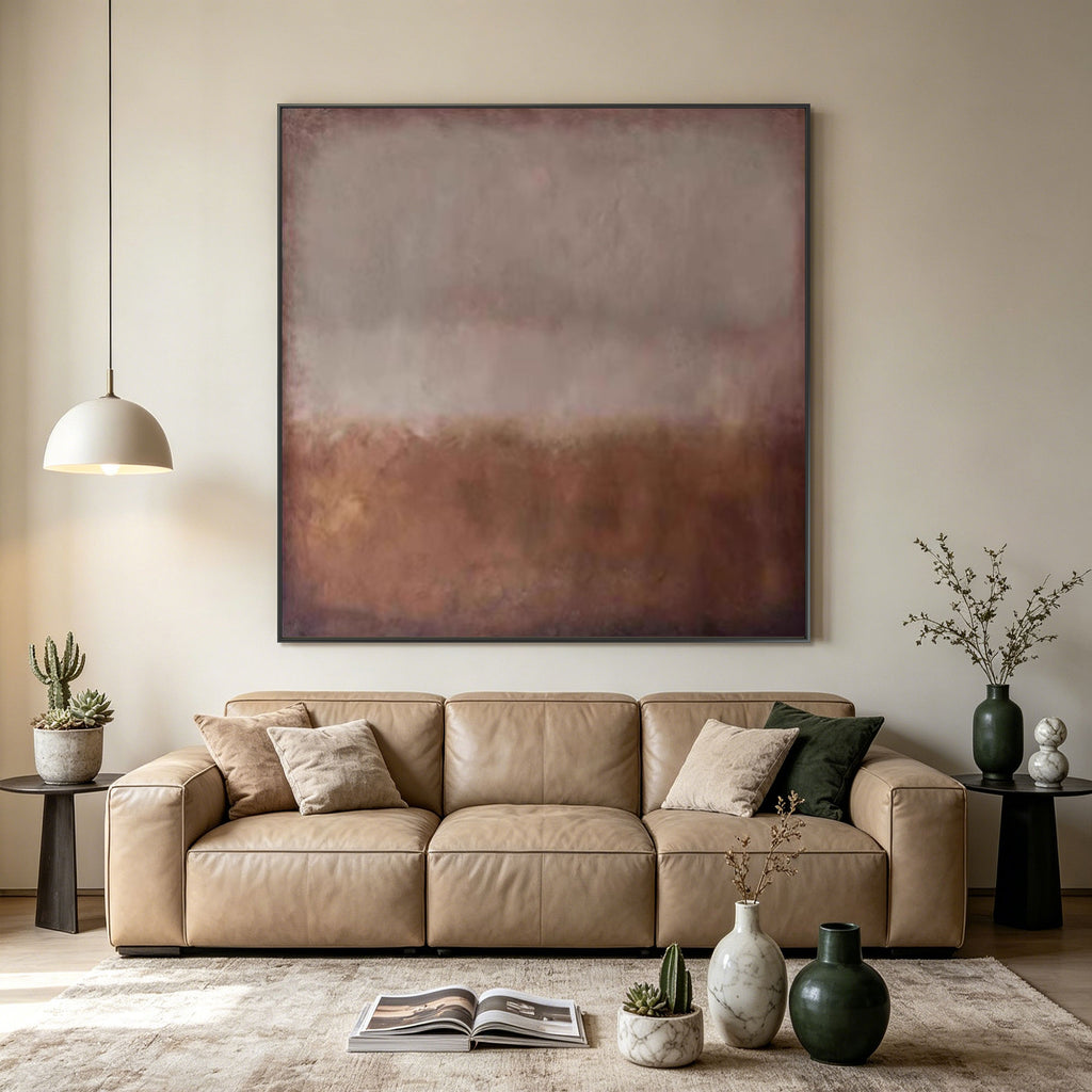 Wabi Sabi Minimalist Landscape Painting - Muted Horizon