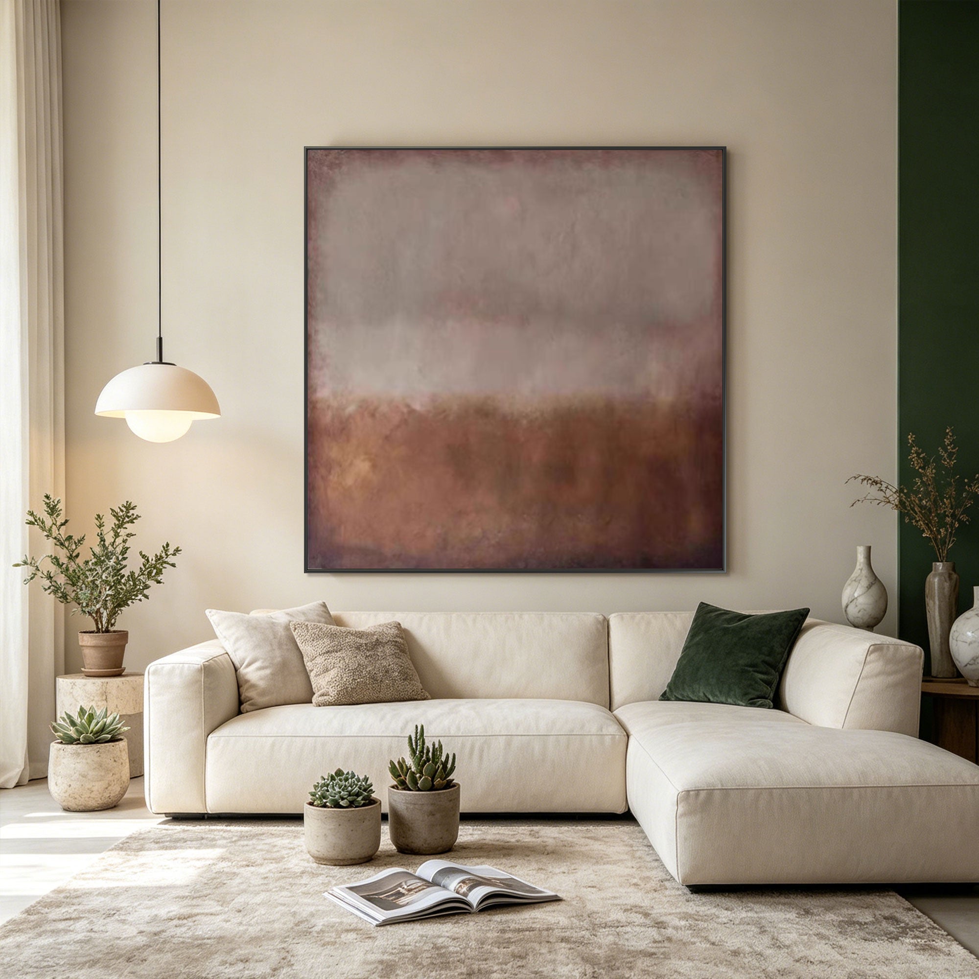 Wabi Sabi Minimalist Landscape Painting - Muted Horizon