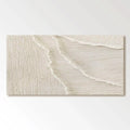 Hand-painted neutral 3D ocean wall art with sculptural textures in white and beige, perfect for minimalist and modern home interiors.