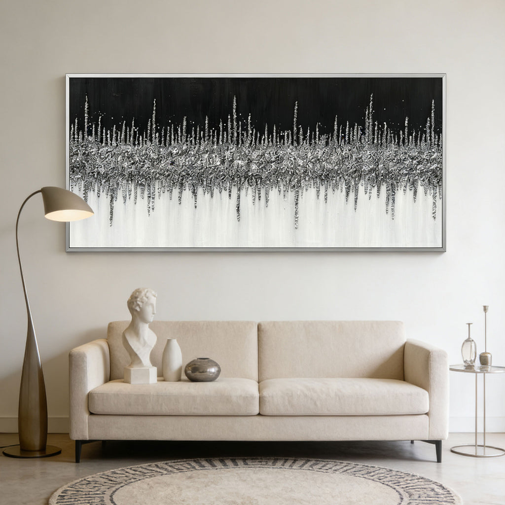 Abstract Black and White Wall Art - Nocturne Horizon