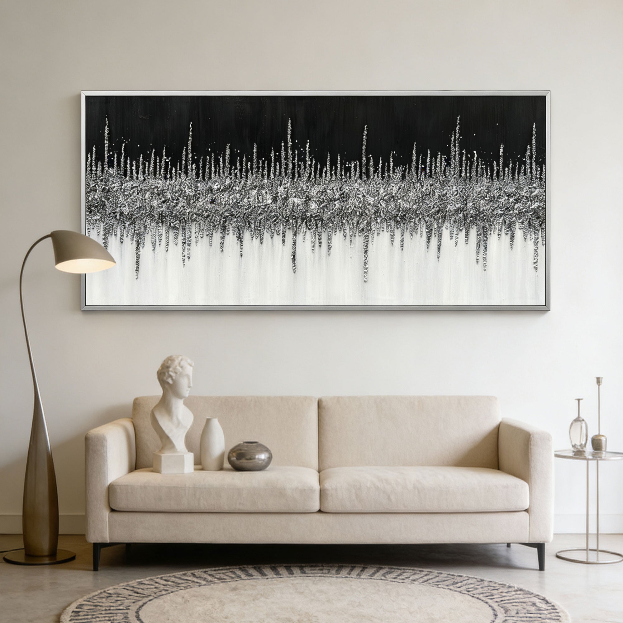 Abstract Black and White Wall Art - Nocturne Horizon