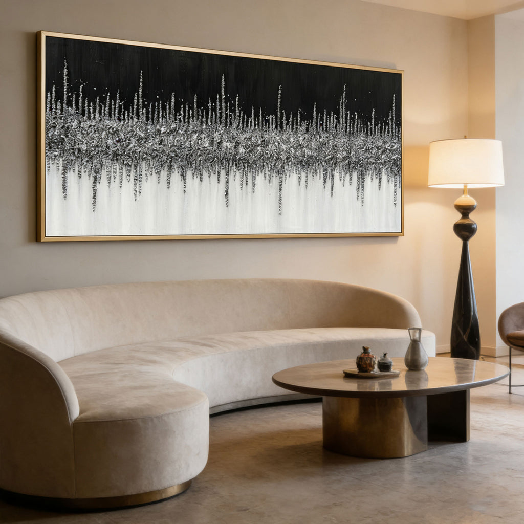 Abstract Black and White Wall Art - Nocturne Horizon