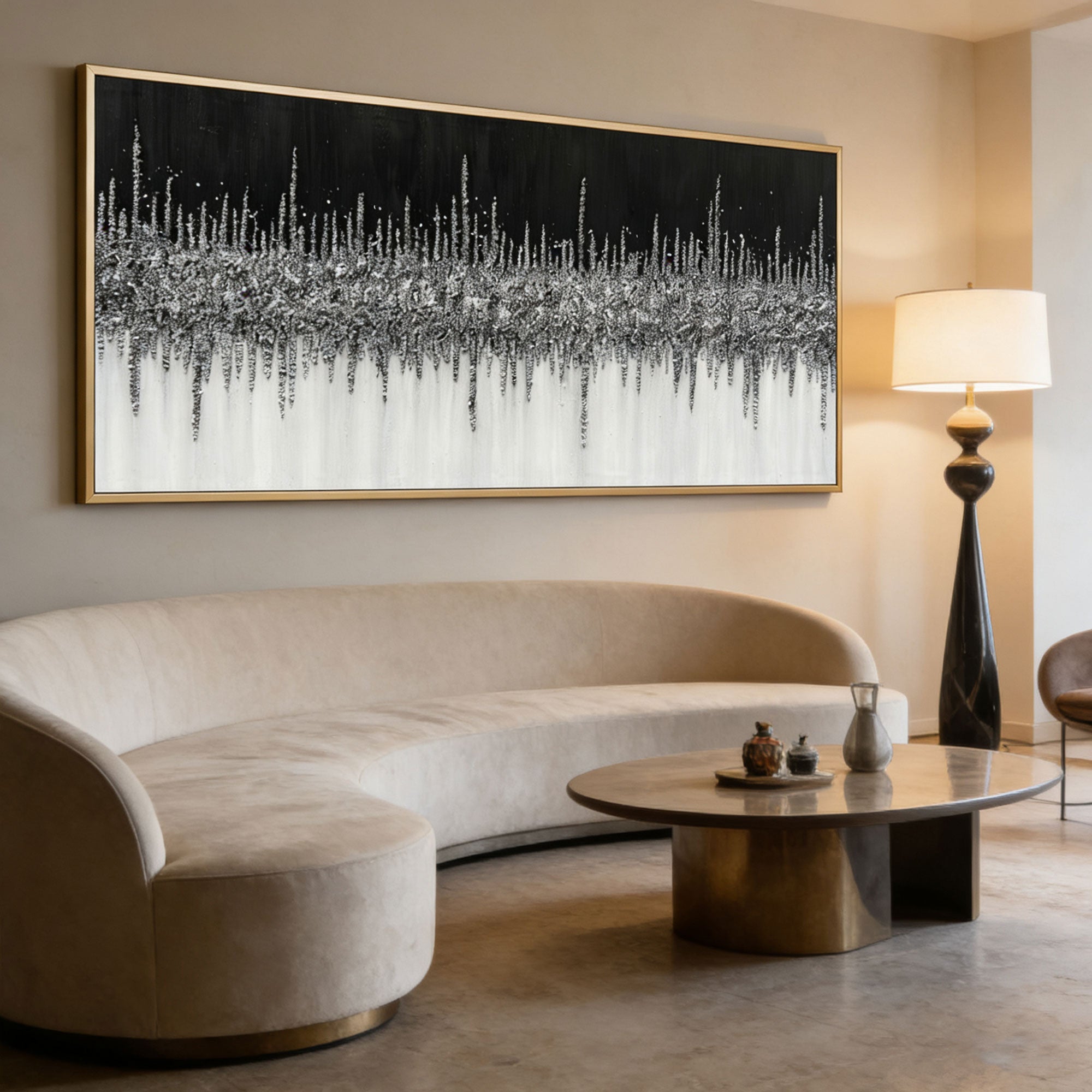 Abstract Black and White Wall Art - Nocturne Horizon