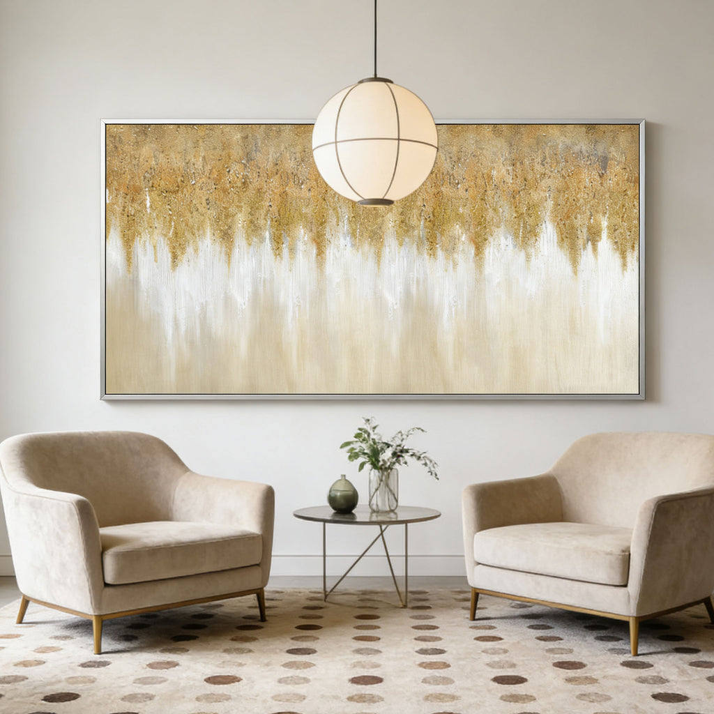 Modern Abstract Gold and Beige Wall Art - Ochre Descent