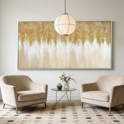 Modern Abstract Gold and Beige Wall Art - Ochre Descent