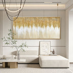 Modern Abstract Gold and Beige Wall Art - Ochre Descent