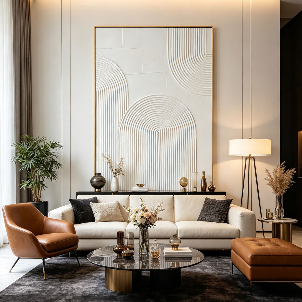 3D Textured Scandinavian Geometric Wall Art - Pale Arcade