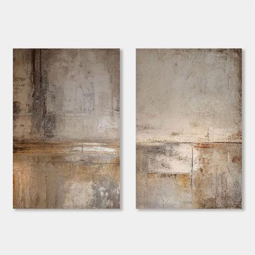 Lumi Gallery's Pale Divide wabi sabi abstract canvas wall art, earth-toned textured panels