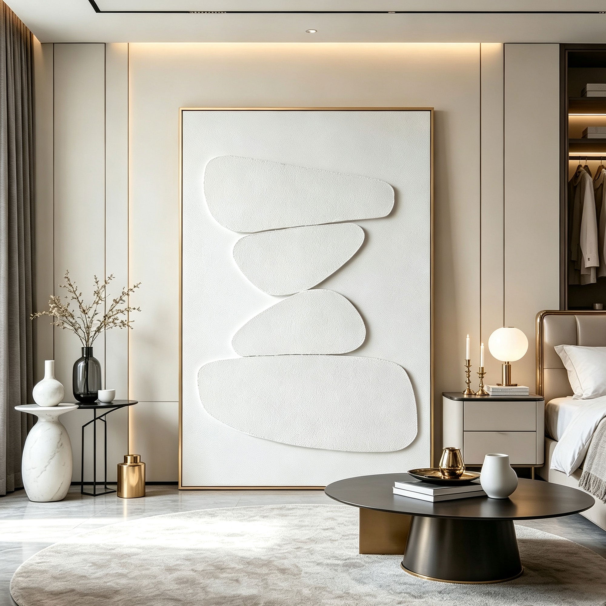 Wabi Sabi 3D Textured Minimalist Wall Art - Pale Stack