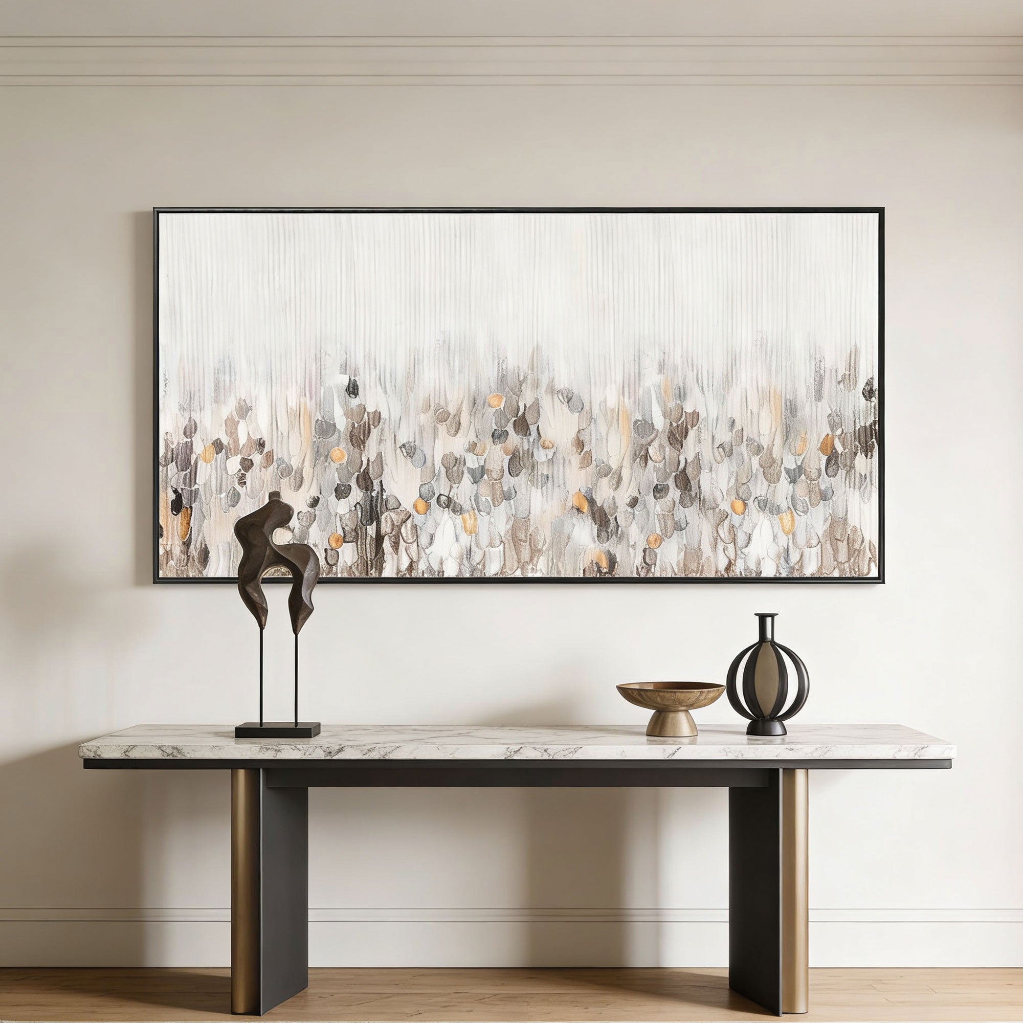 Modern Minimalist White and Gray Wall Art - Pearl Scatter
