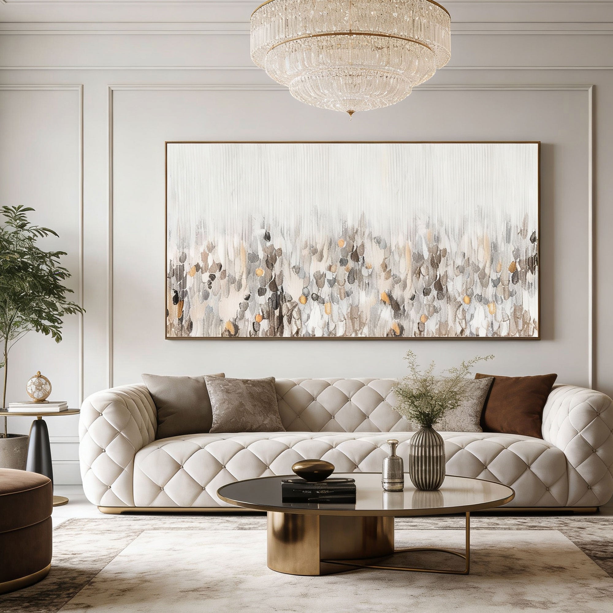 Modern Minimalist White and Gray Wall Art - Pearl Scatter