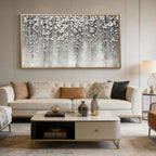 3D Textured Silver Floral Modern Wall Art Pewter Bloomfall by Lumi Gallery in contemporary living room
