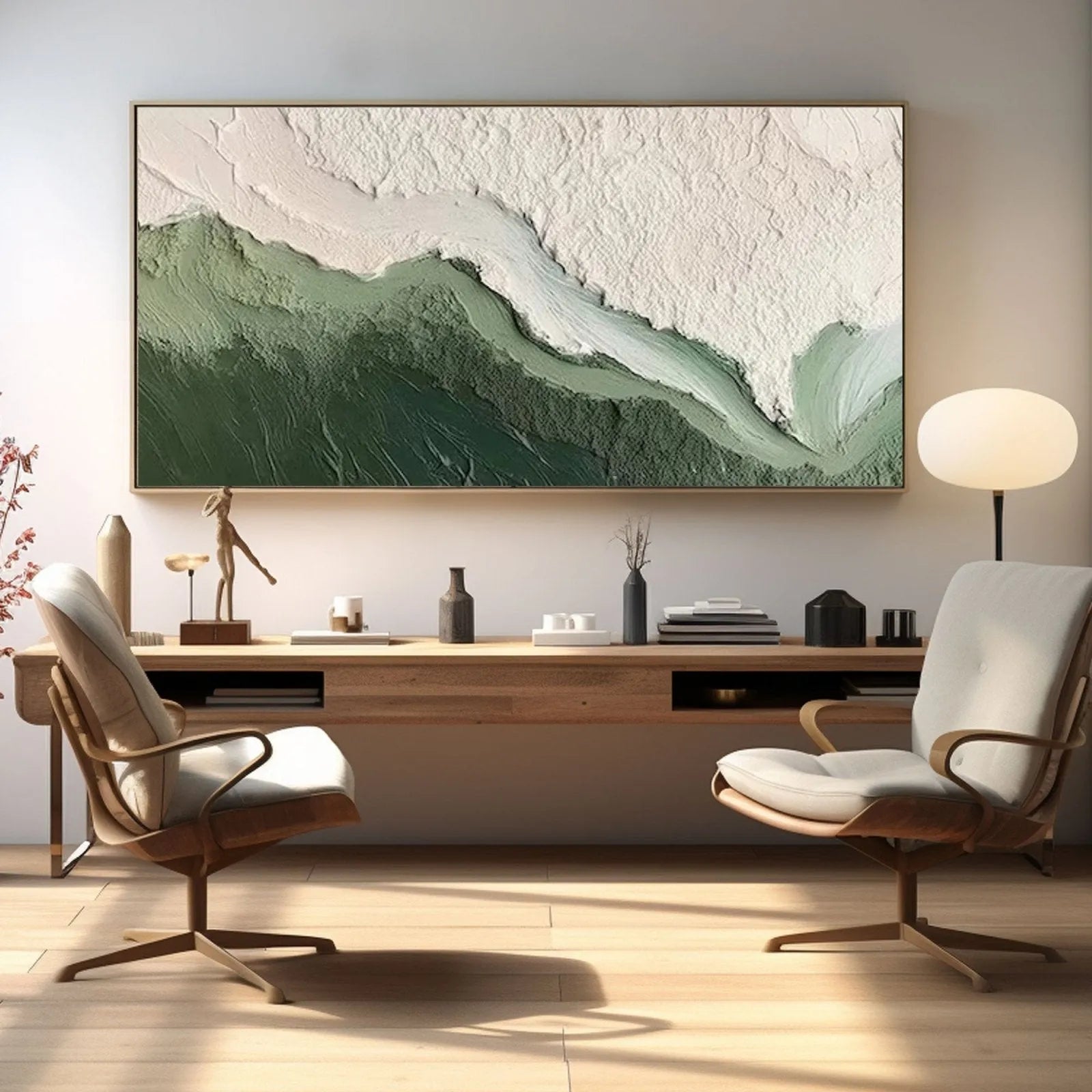 Abstract Textured Ocean Waves Canvas Art | Green Surge