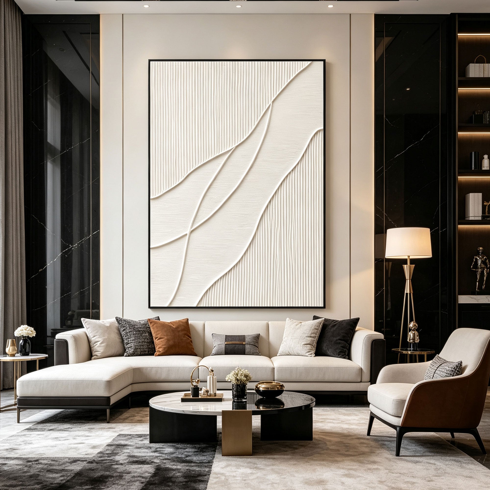 3D Textured Minimalist Geometric Wall Art - Quiet Frond