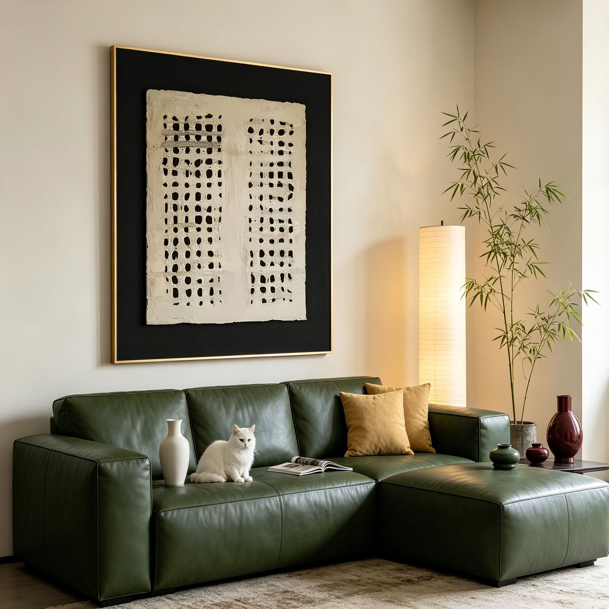 Wabi Sabi Geometric Beige Wall Art - Quiet Lattice