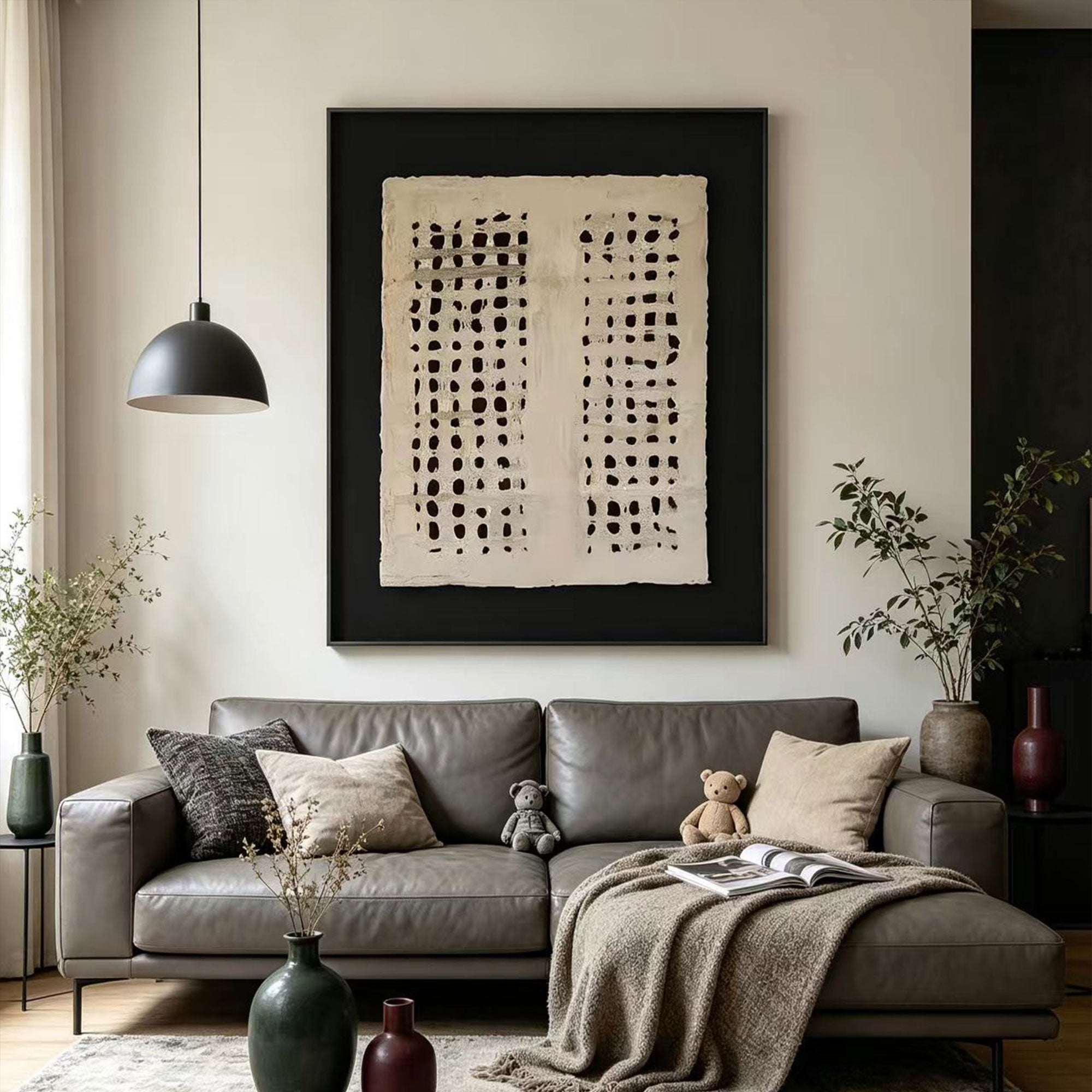 Wabi Sabi Geometric Beige Wall Art - Quiet Lattice
