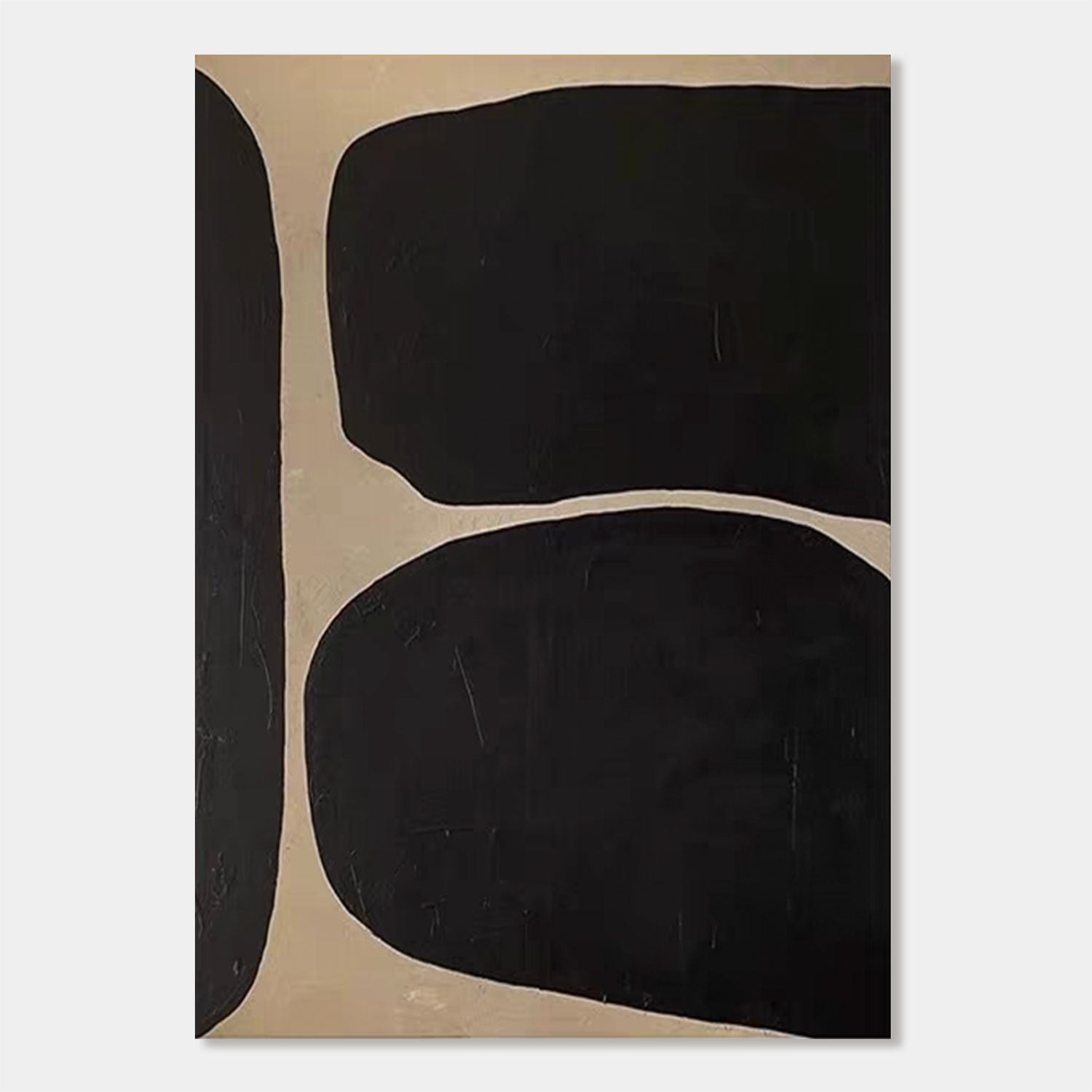 Wabi Sabi Geometric Black Large Vertical Wall Art for Japandi