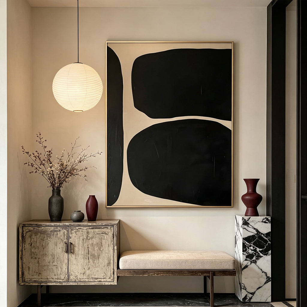 Wabi Sabi Geometric Black Wall Art - Quiet Passage