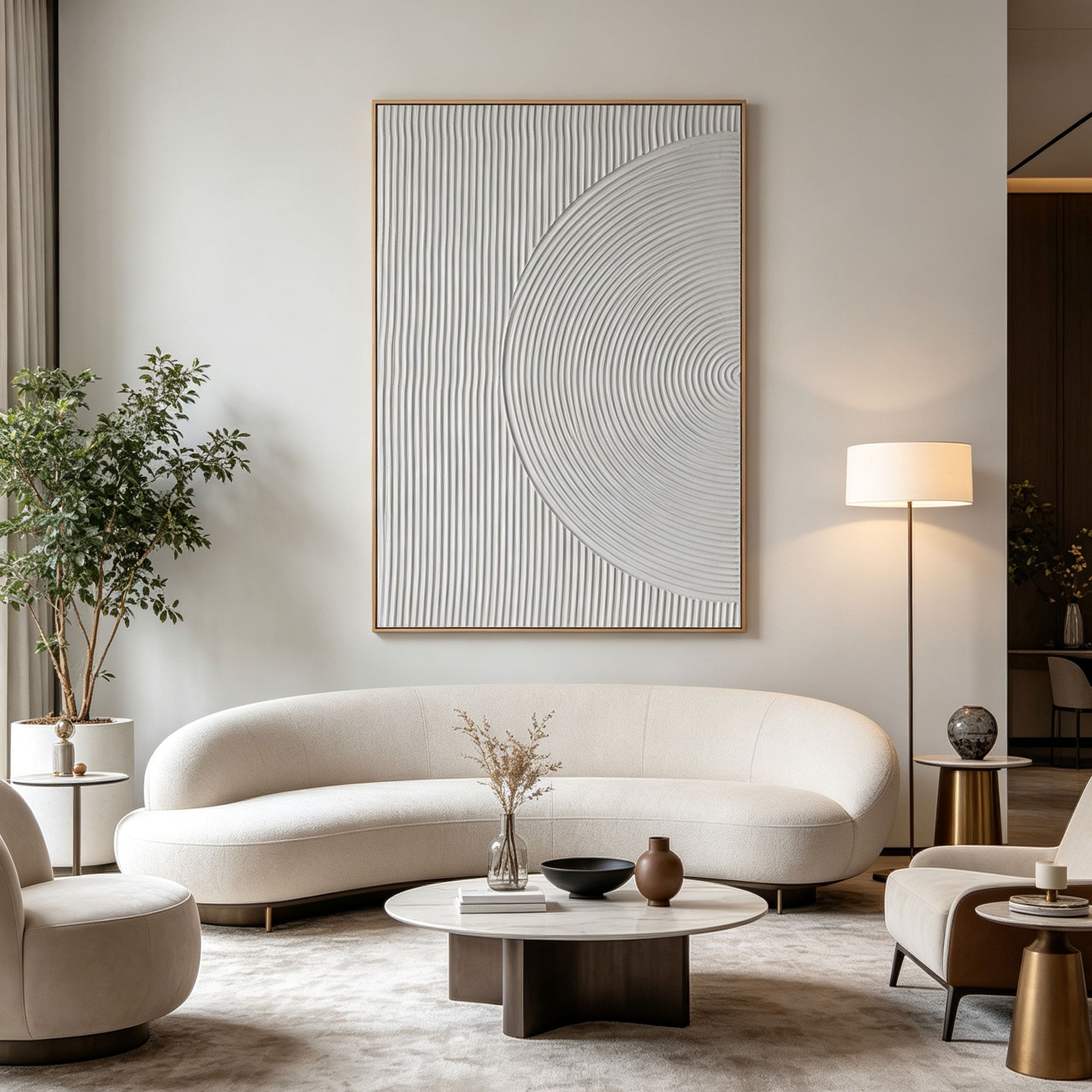 3D Textured Minimalist White Geometric Wall Art - Quiet Radius