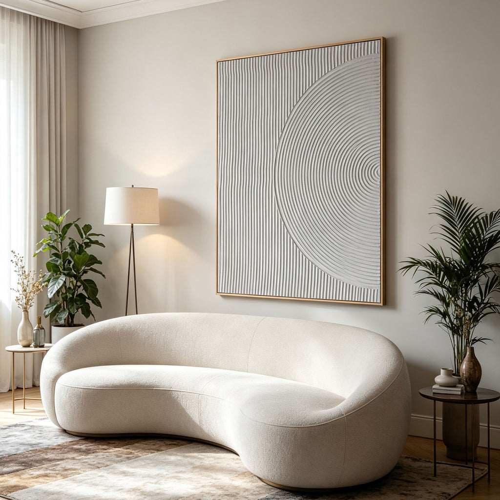 3D Textured Minimalist White Geometric Wall Art - Quiet Radius