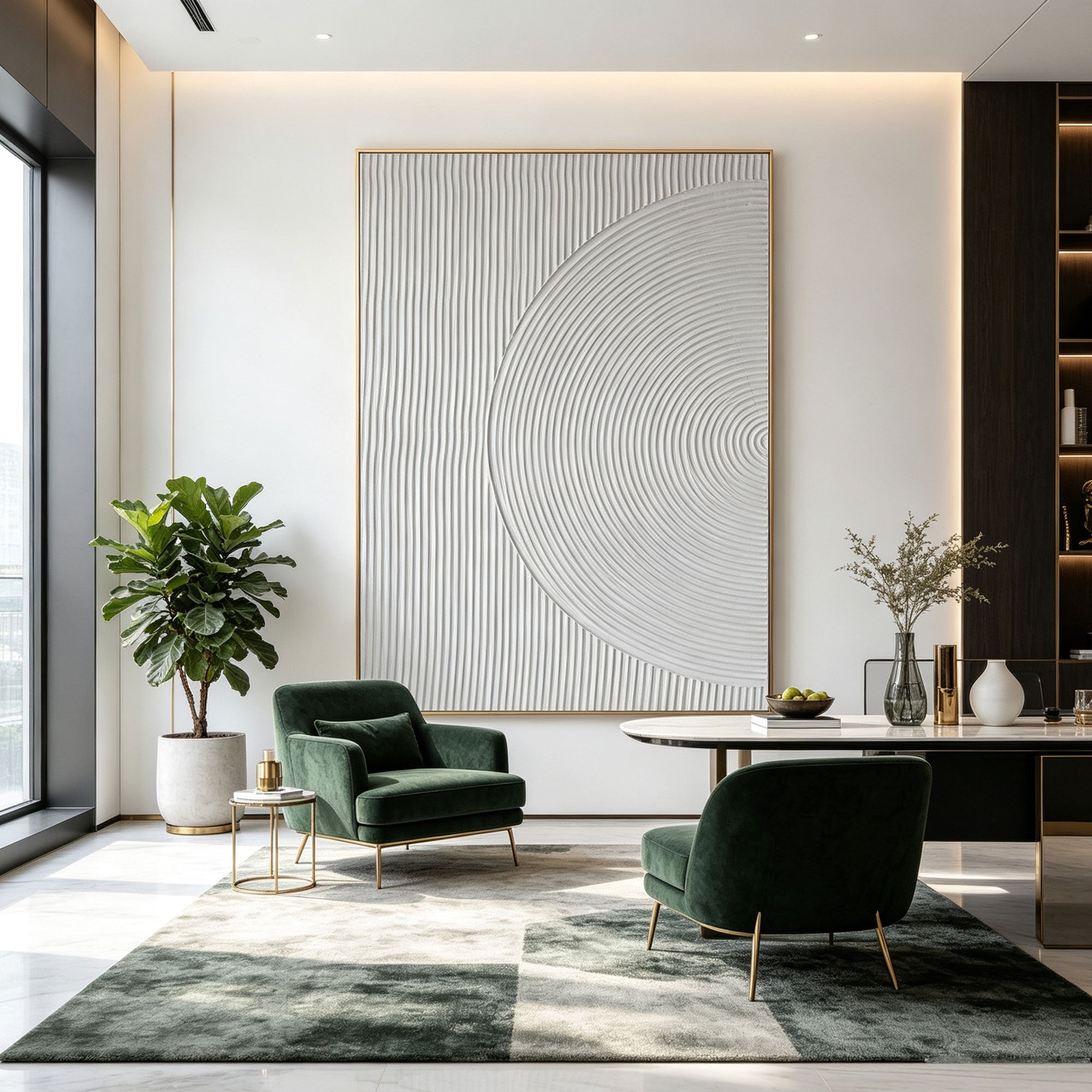 3D Textured Minimalist White Geometric Wall Art - Quiet Radius