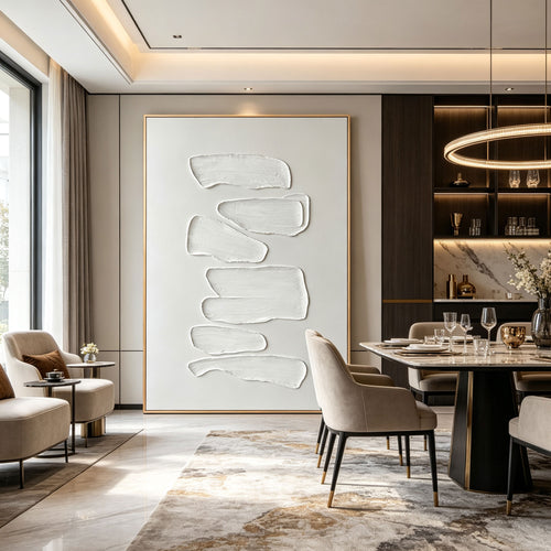 Wabi Sabi Minimalist White Wall Art - Quiet Strata