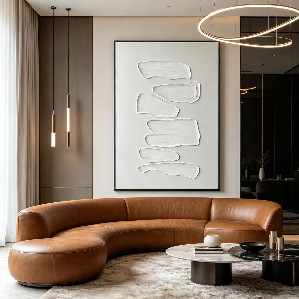 Wabi Sabi Minimalist White Wall Art - Quiet Strata