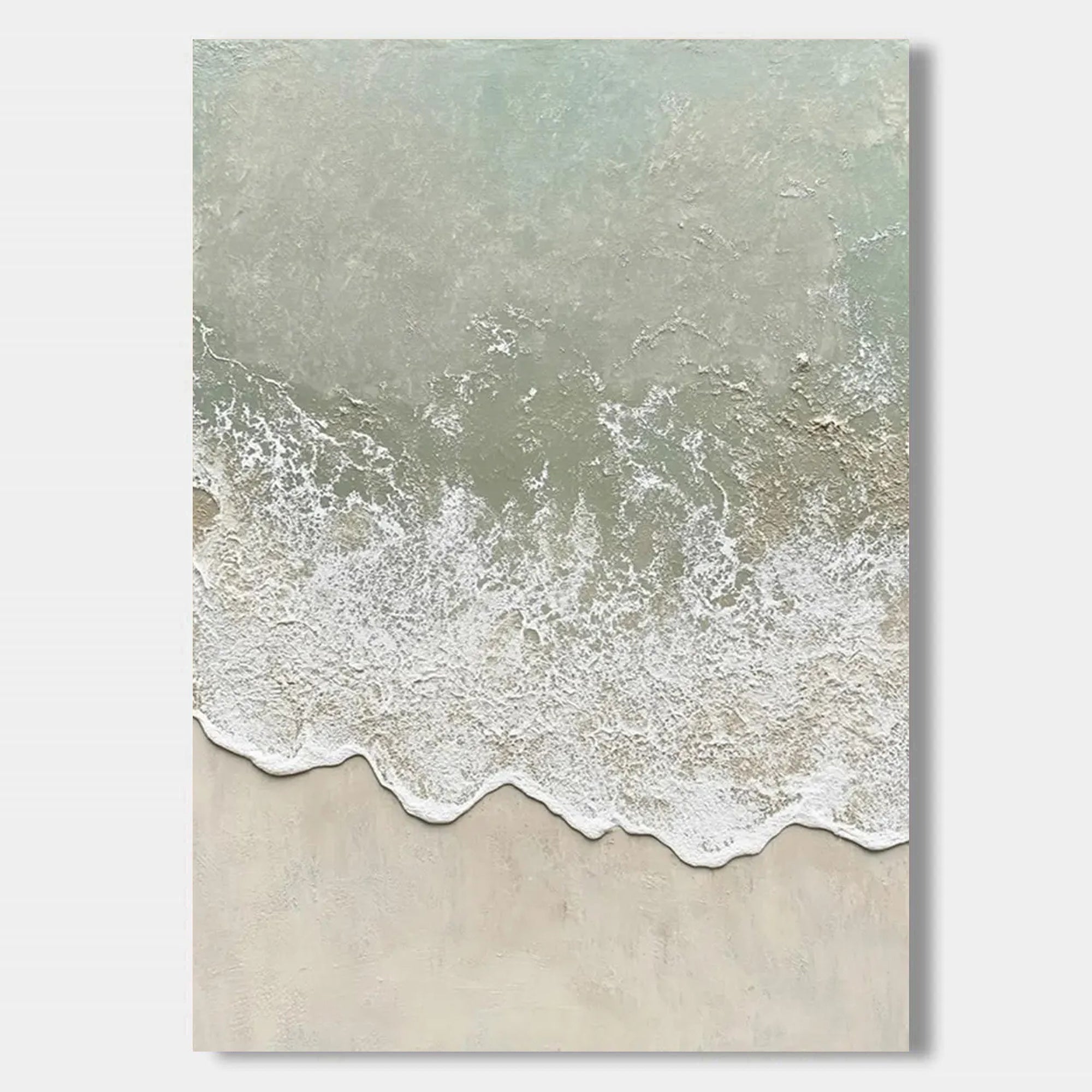 3D Textured Minimalist Coastal Canvas Art - Sage Break