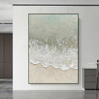 3D Textured Minimalist Coastal Canvas Art - Sage Break