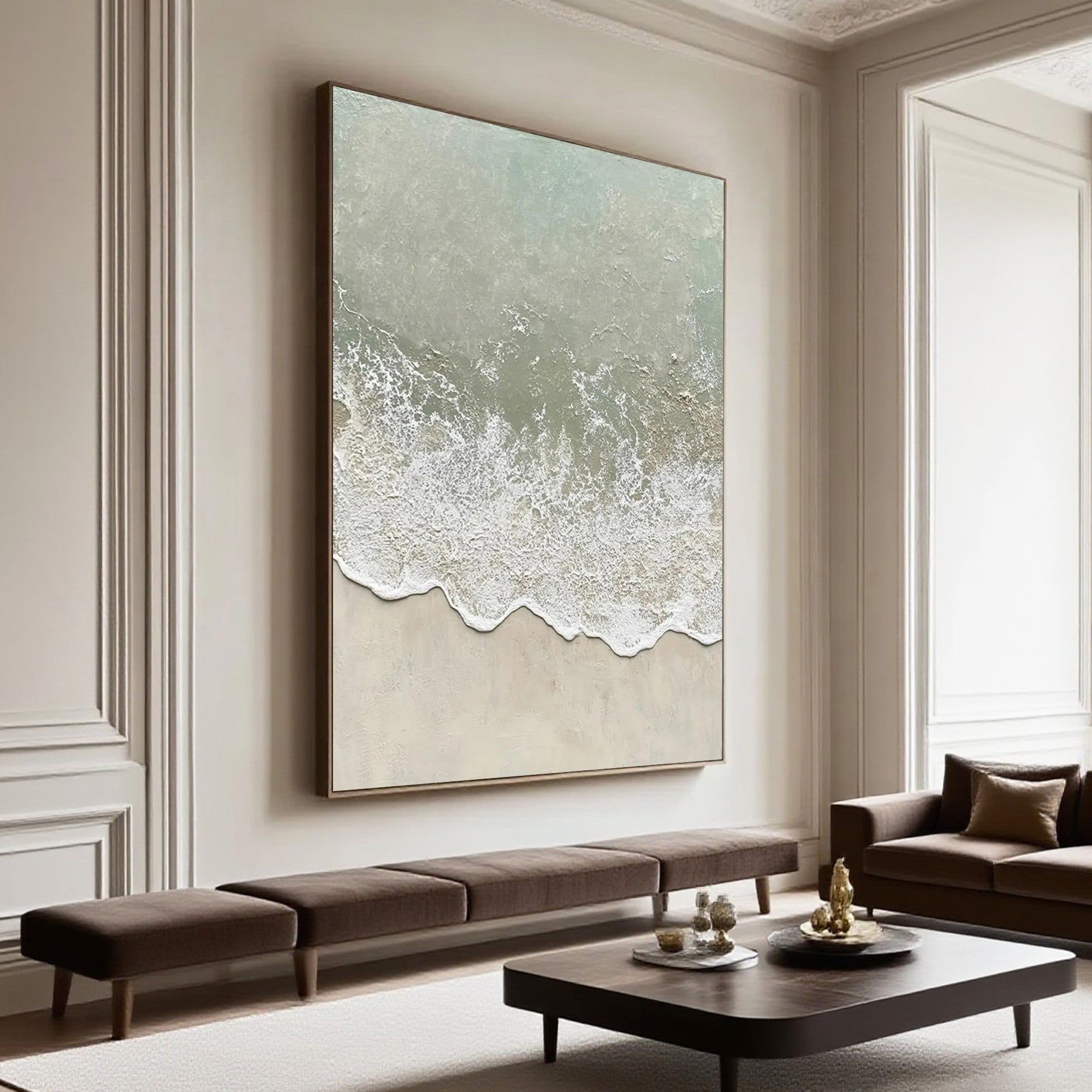 3D Textured Minimalist Coastal Canvas Art - Sage Break
