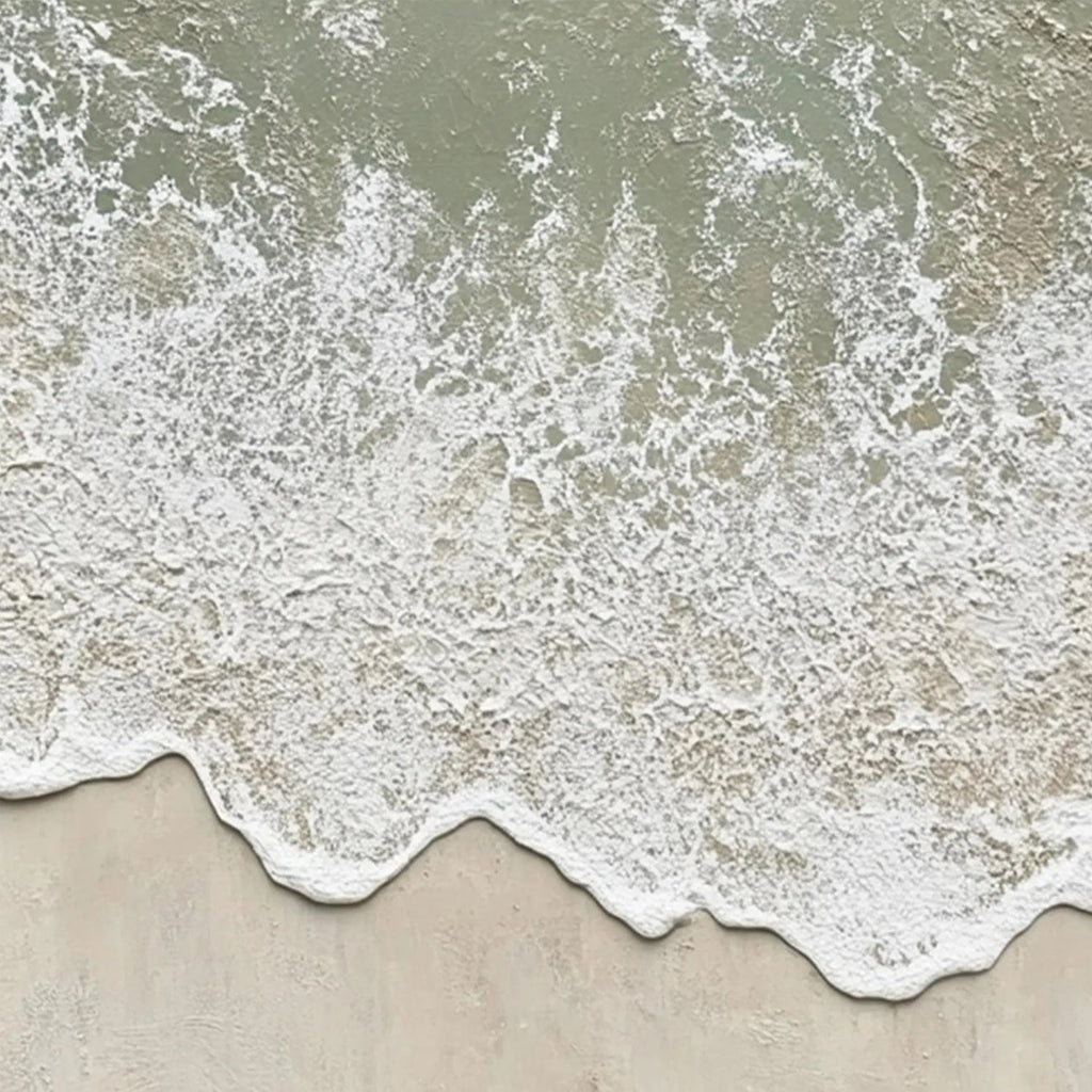 3D Textured Minimalist Coastal Canvas Art - Sage Break