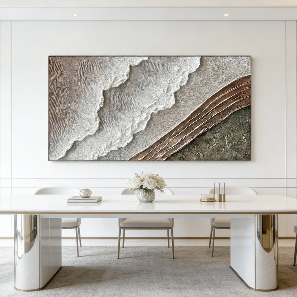 3D Textured Minimalist Coastal Wall Art - Salt Contour