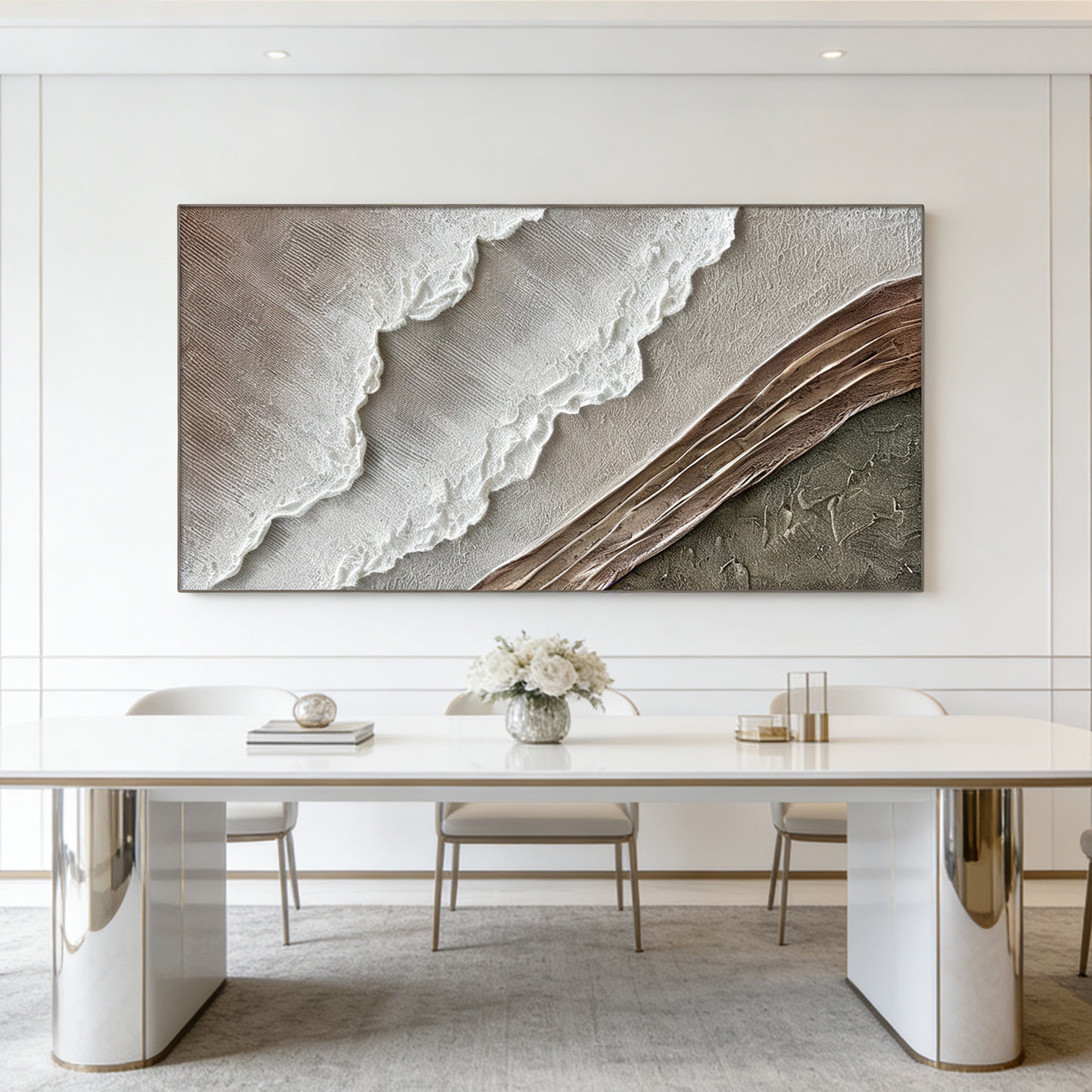 3D Textured Minimalist Coastal Wall Art - Salt Contour