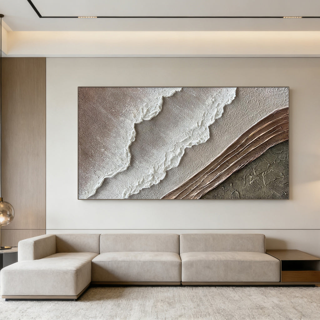 3D Textured Minimalist Coastal Wall Art - Salt Contour