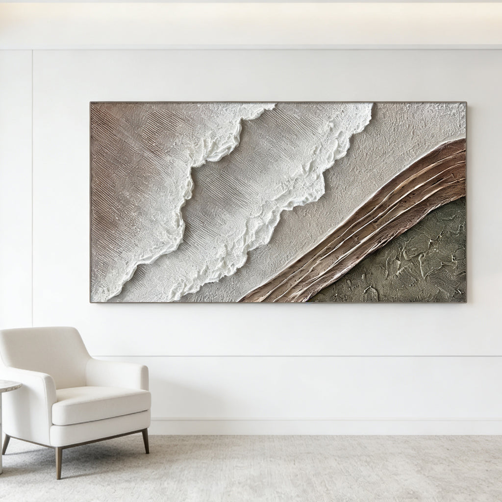 3D Textured Minimalist Coastal Wall Art - Salt Contour