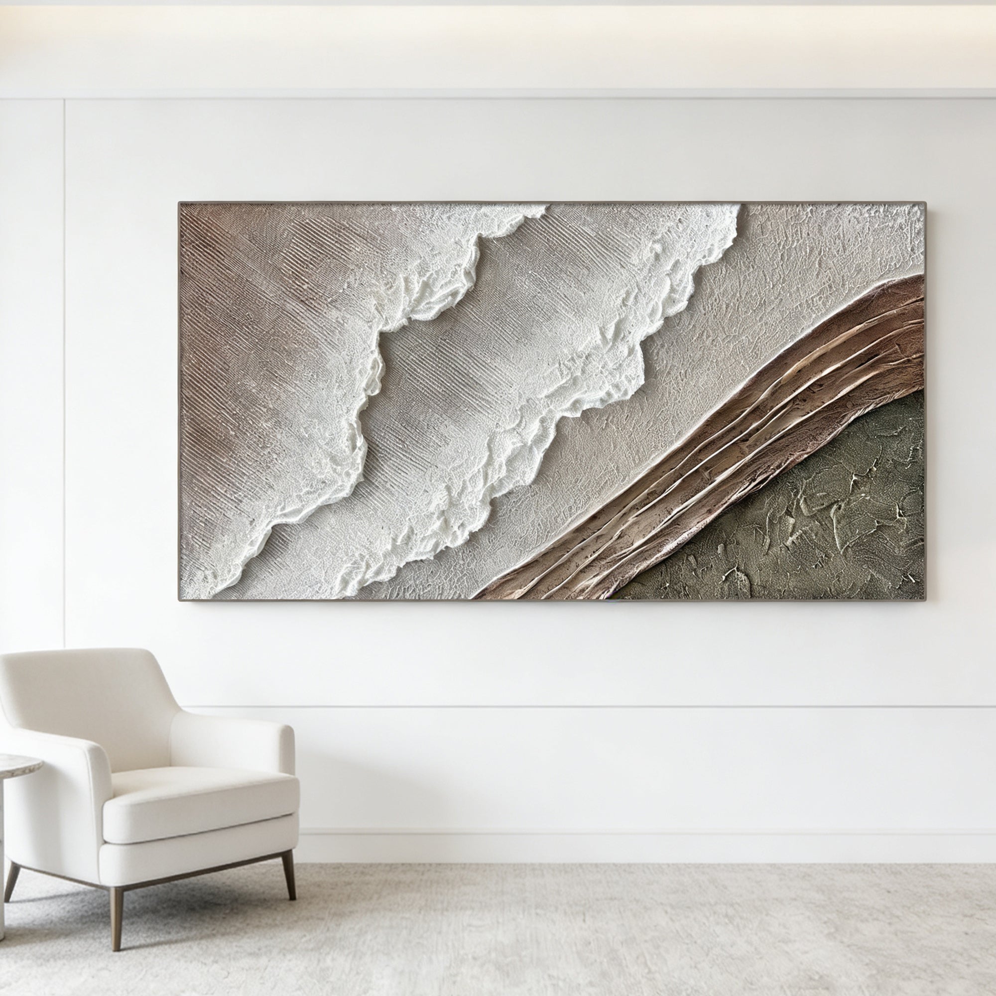3D Textured Minimalist Coastal Wall Art - Salt Contour