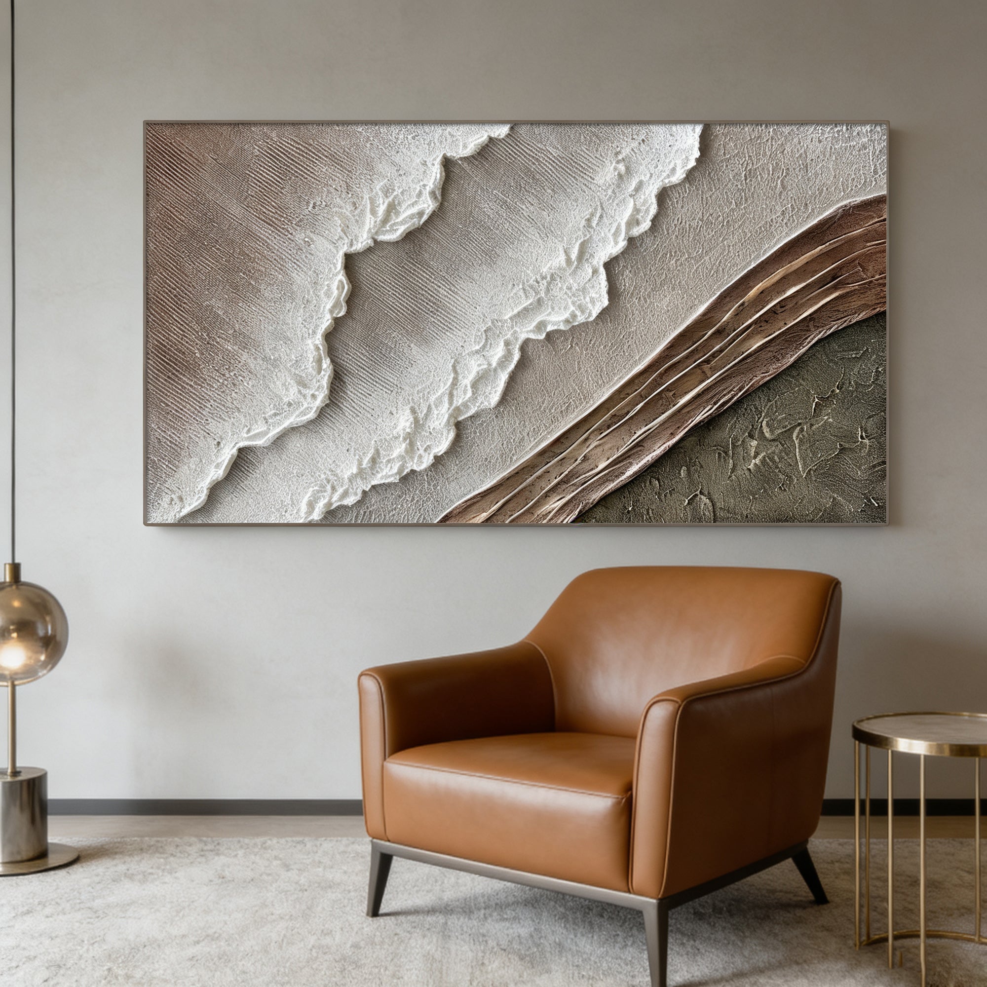 3D Textured Minimalist Coastal Wall Art - Salt Contour