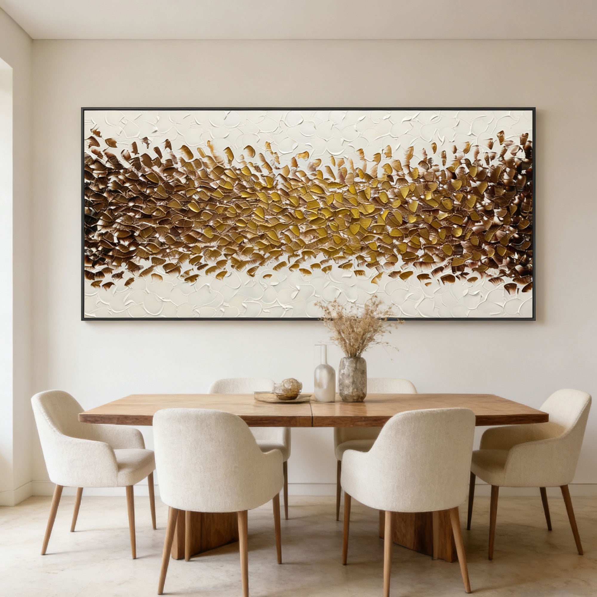 3D Textured Gold Abstract Wall Art - Sepia Bloomfield