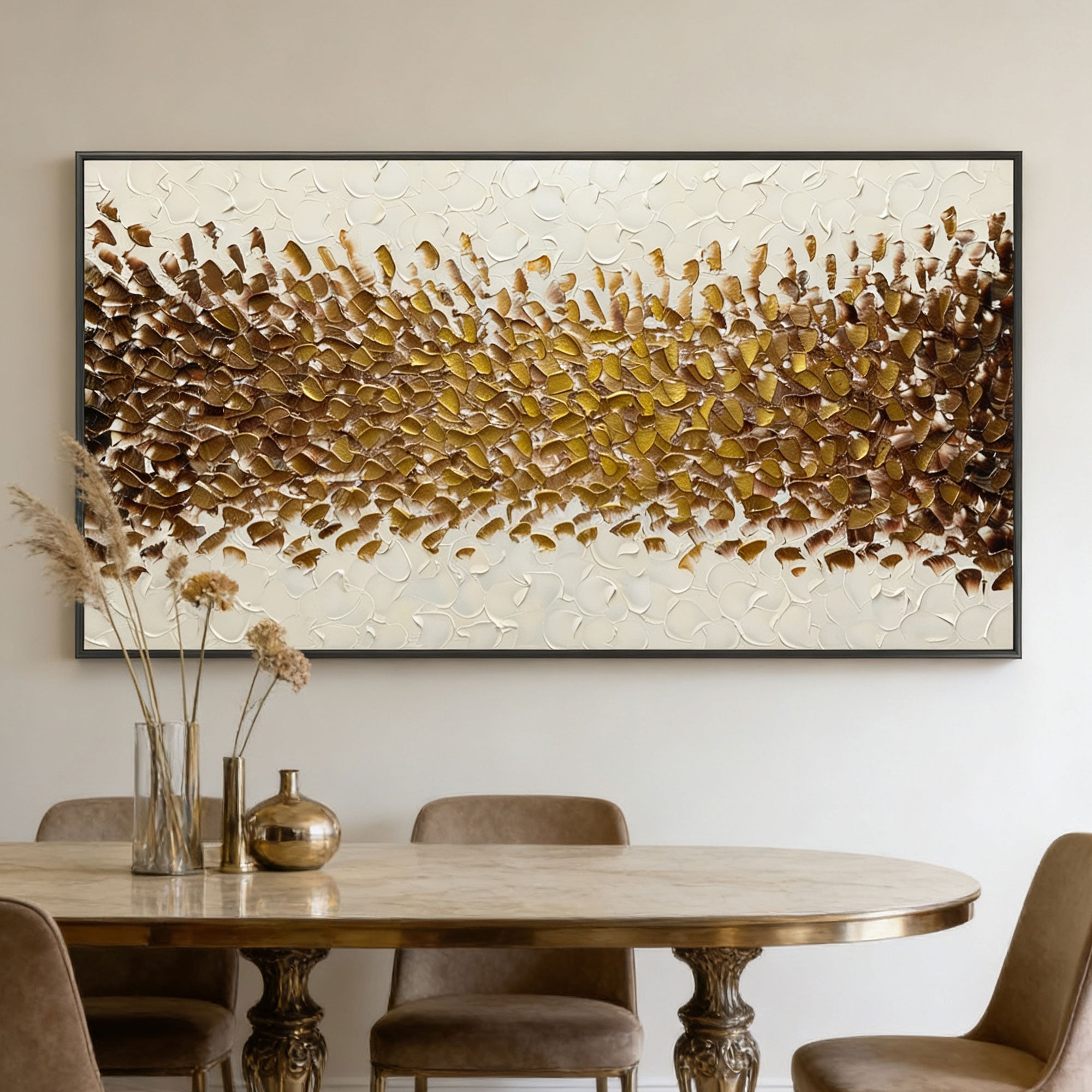 3D Textured Gold Abstract Wall Art - Sepia Bloomfield