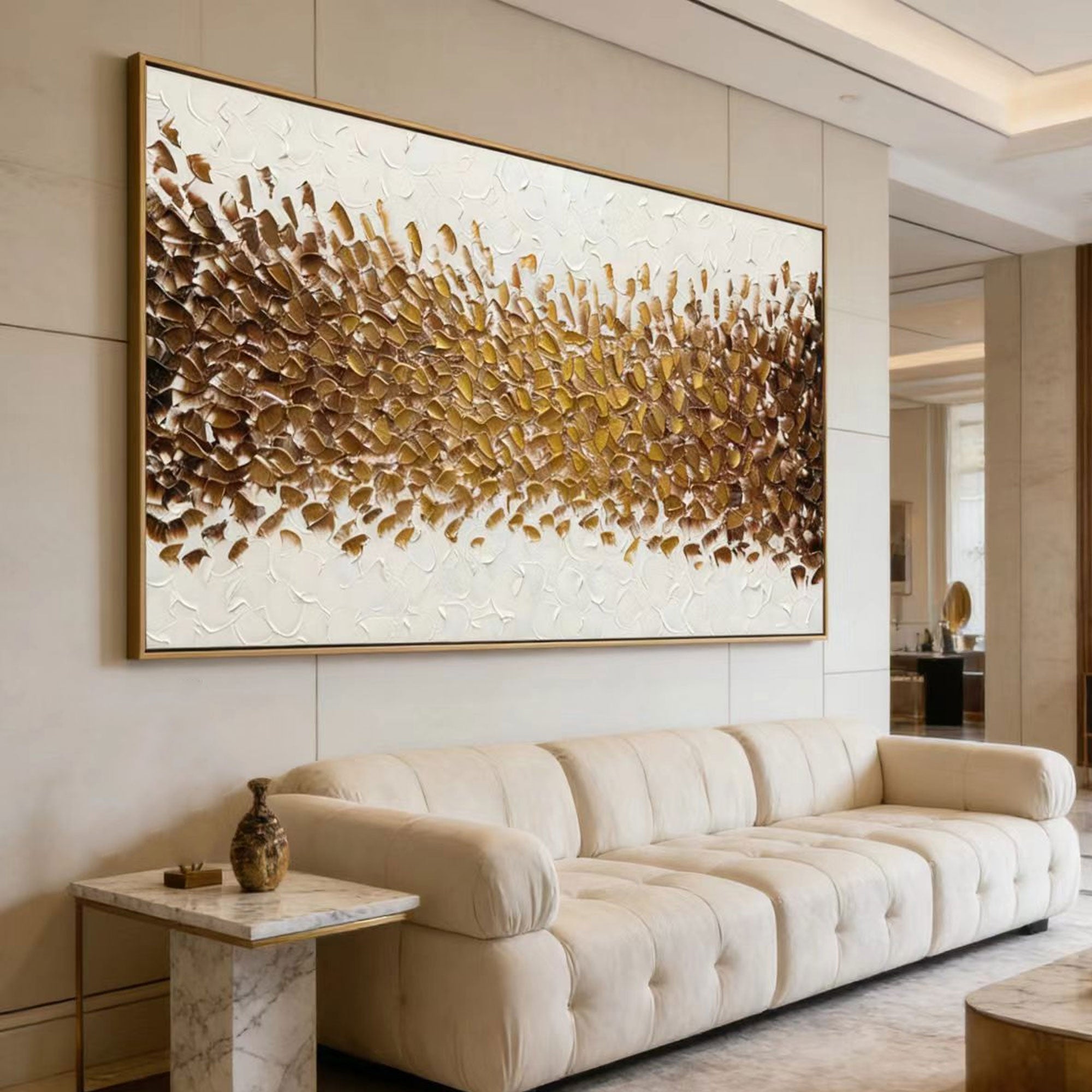 3D Textured Gold Abstract Wall Art - Sepia Bloomfield