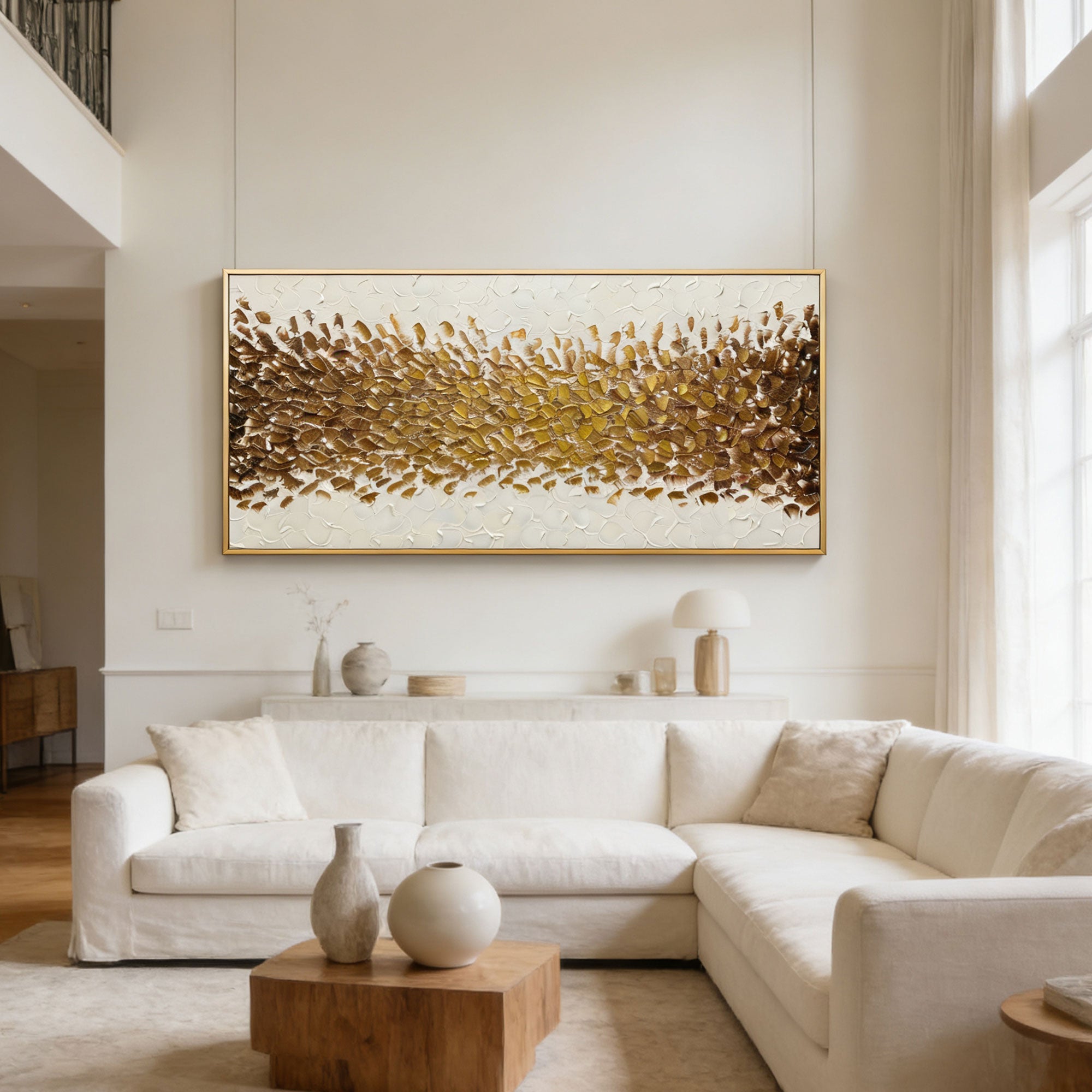 3D Textured Gold Abstract Wall Art - Sepia Bloomfield