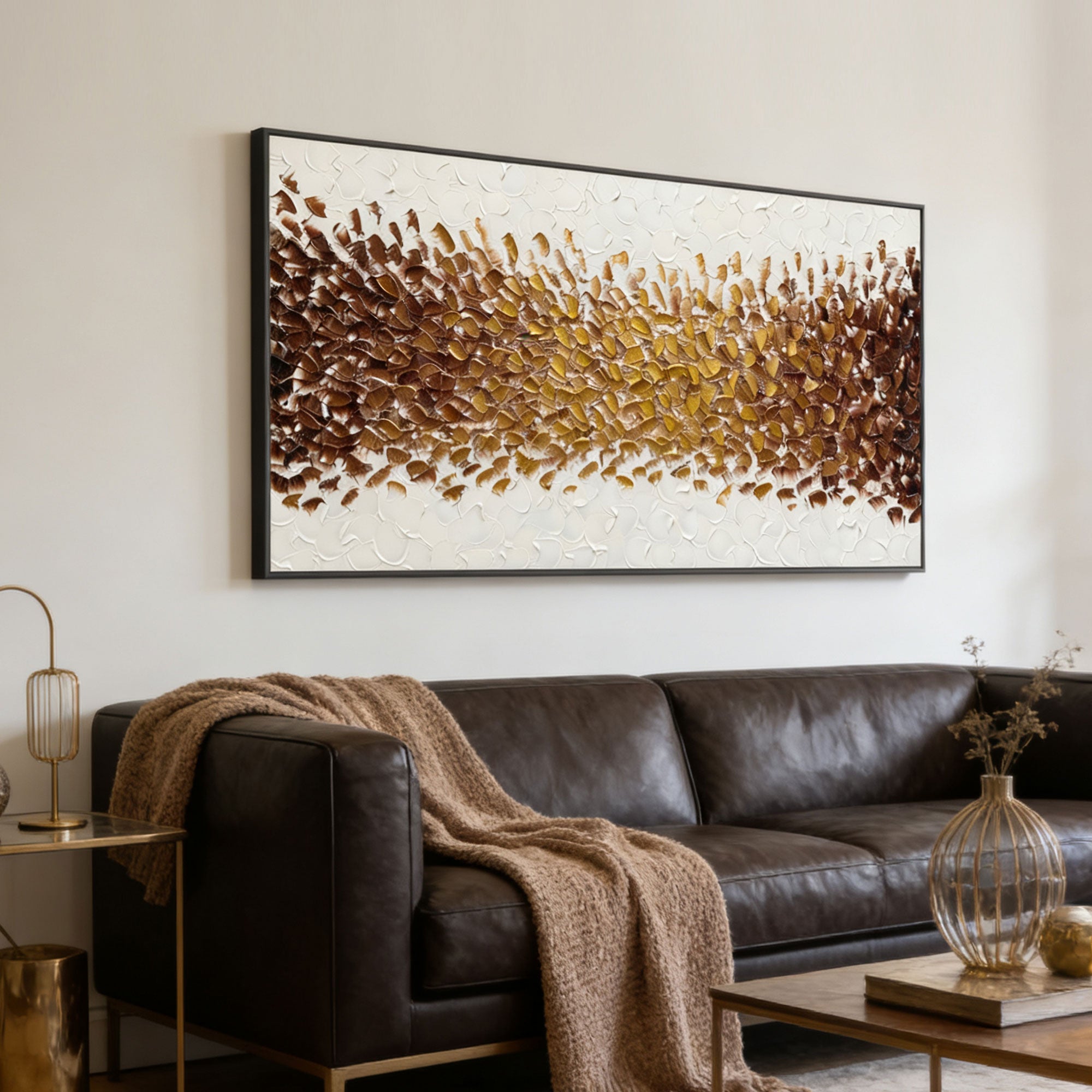 3D Textured Gold Abstract Wall Art - Sepia Bloomfield