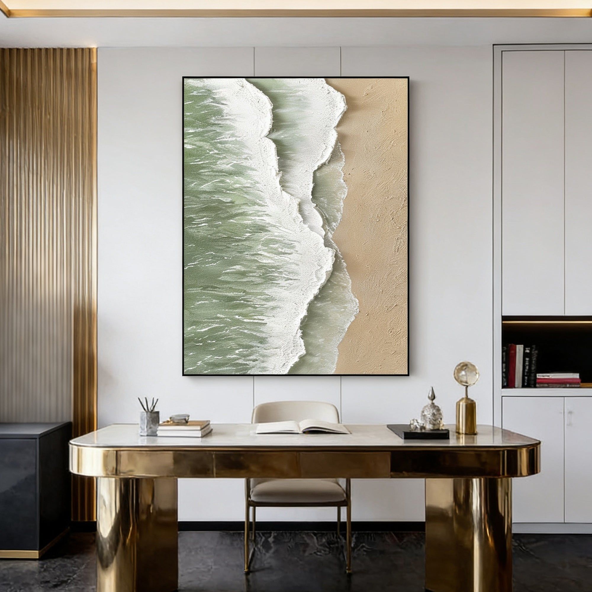 3D Textured Minimalist Coastal Painting - Shore Divide