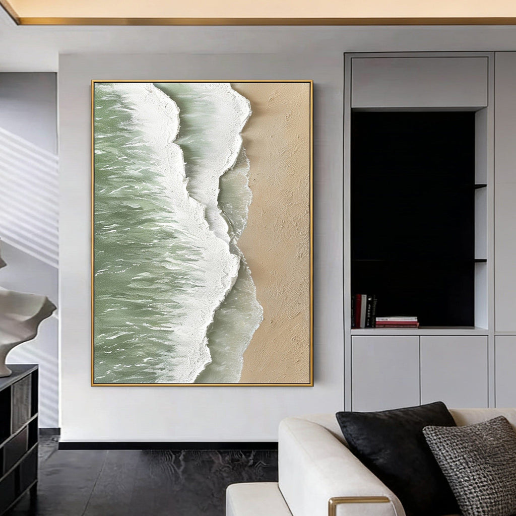 3D Textured Minimalist Coastal Painting - Shore Divide